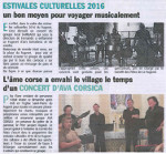 Article de journal sur le concert de chants polyphoniques avec Ava Corsica